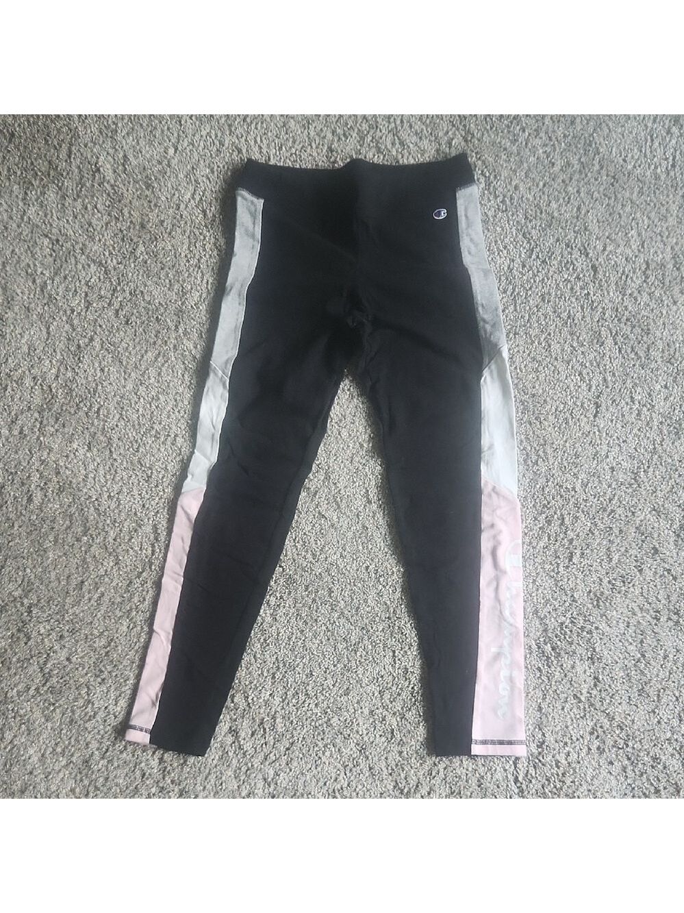 Champion Black and Pink Leggings with Side Stripe Soft Athleisure